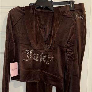 Juicy Couture Flare Velour Hoodie Set-Brown Sugar
